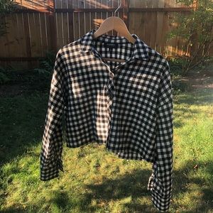 Cropped Plaid Flannel Buttondown